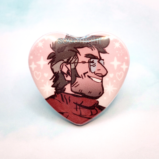Ford Grin | Glitter Heart Button