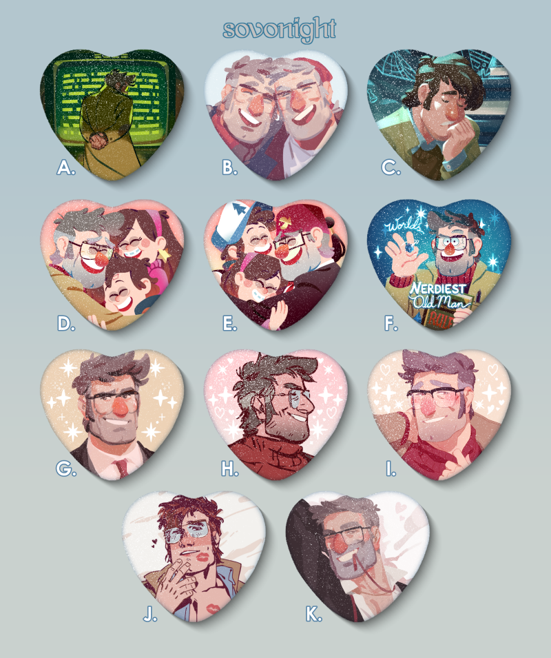 [PREORDER] Gravity Falls | Glitter Heart Button